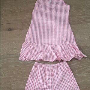 Pink and White Houndstooth Dress with shorts size Small